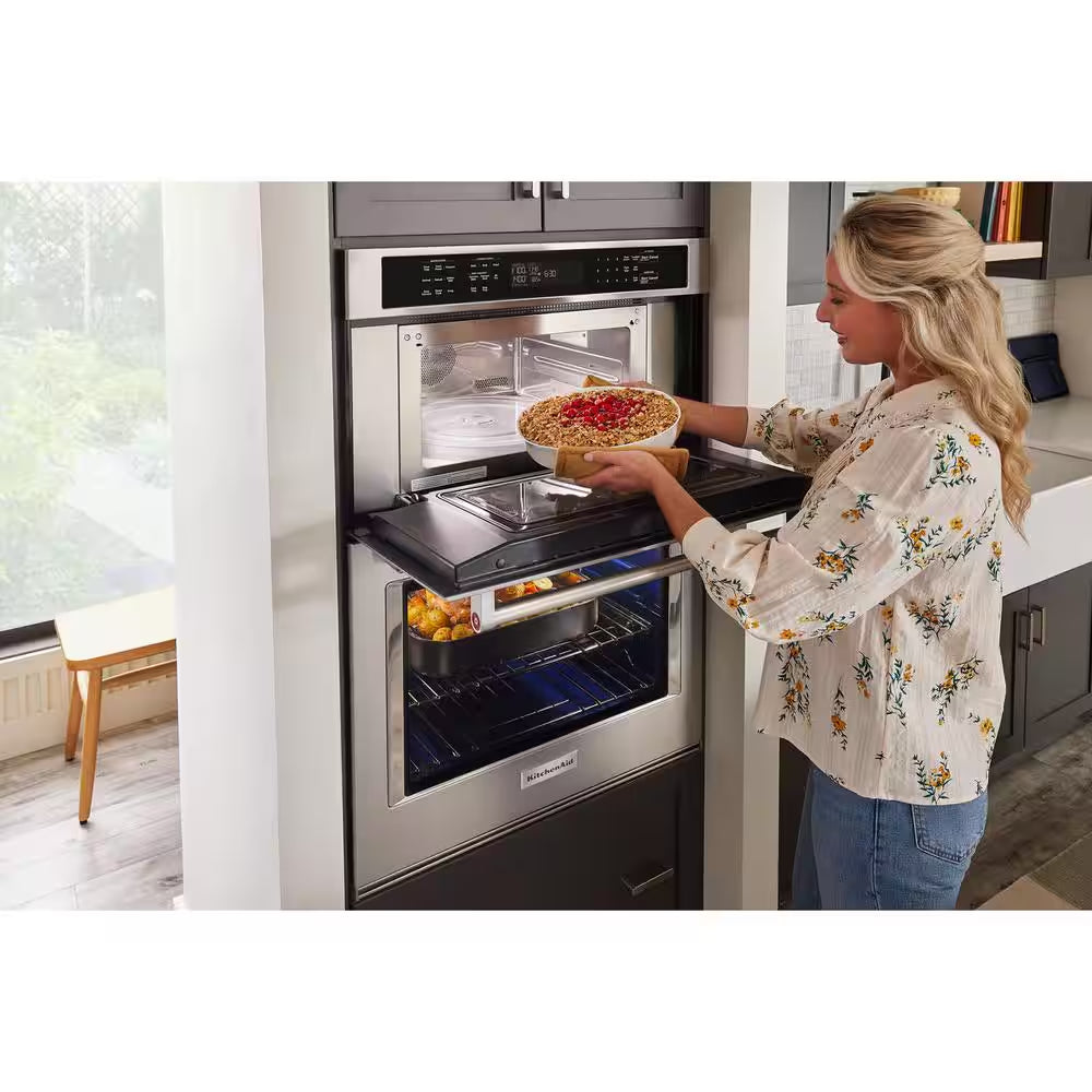 27 In. Electric Wall Oven and Microwave Combo in Stainless Steel with Air Fry Mode