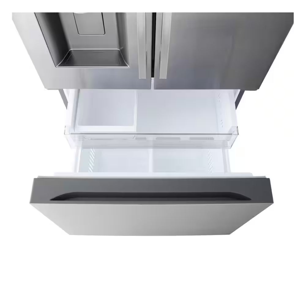 33 In. 25.1 Cu. Ft. Standard Depth French Door Refrigerator in Print Proof Stainless Steel with Filtered Ice and Water
