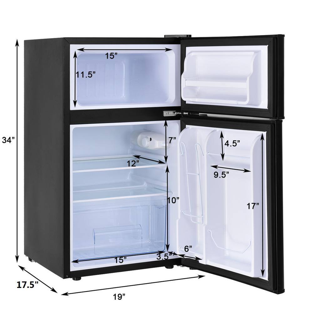 3.2 Cu. Ft. Retro Mini Fridges in Black with Freezer & Reversible Door