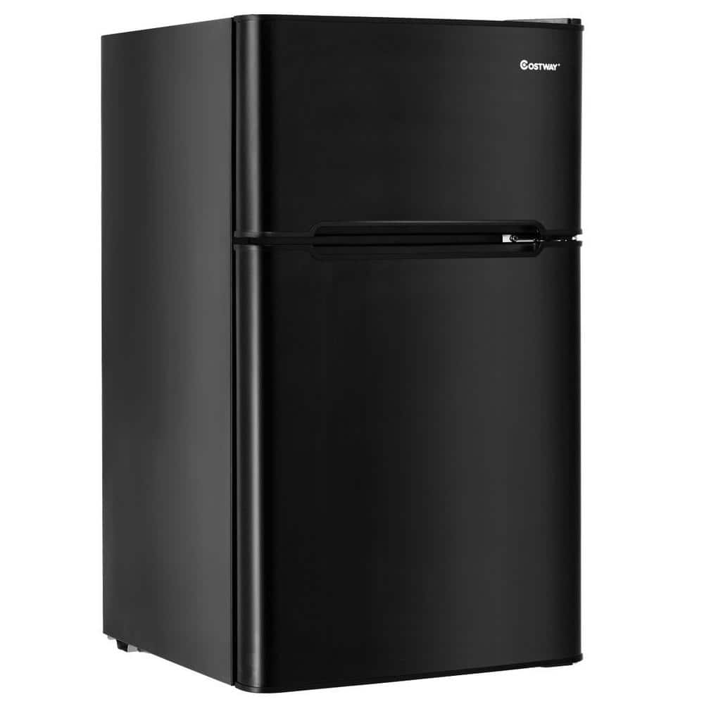 3.2 Cu. Ft. Retro Mini Fridges in Black with Freezer & Reversible Door