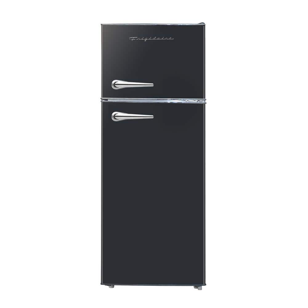 7.5 Cu Ft Mini Refrigerator with Top Freezer and Chrome Handles in Black