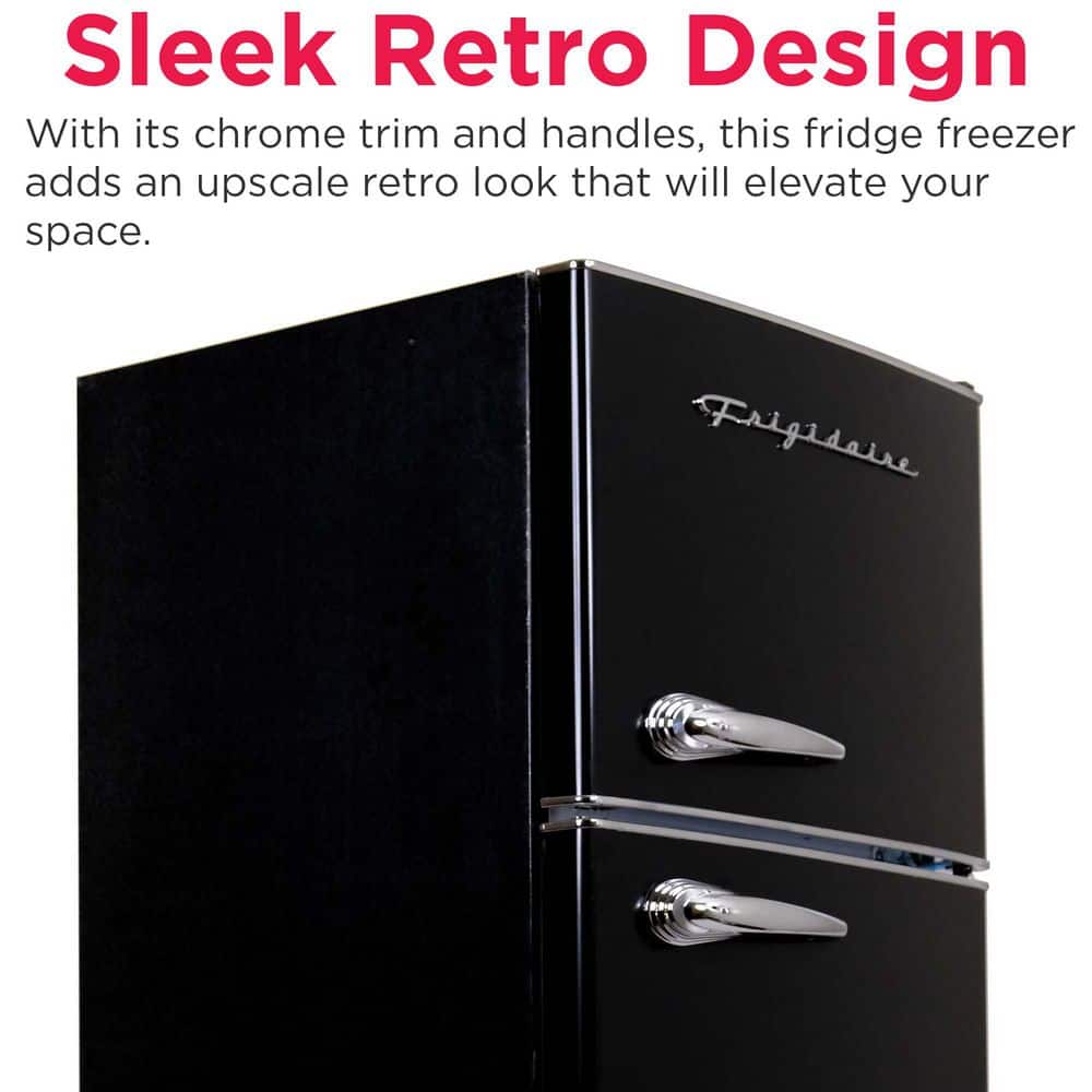 7.5 Cu Ft Mini Refrigerator with Top Freezer and Chrome Handles in Black