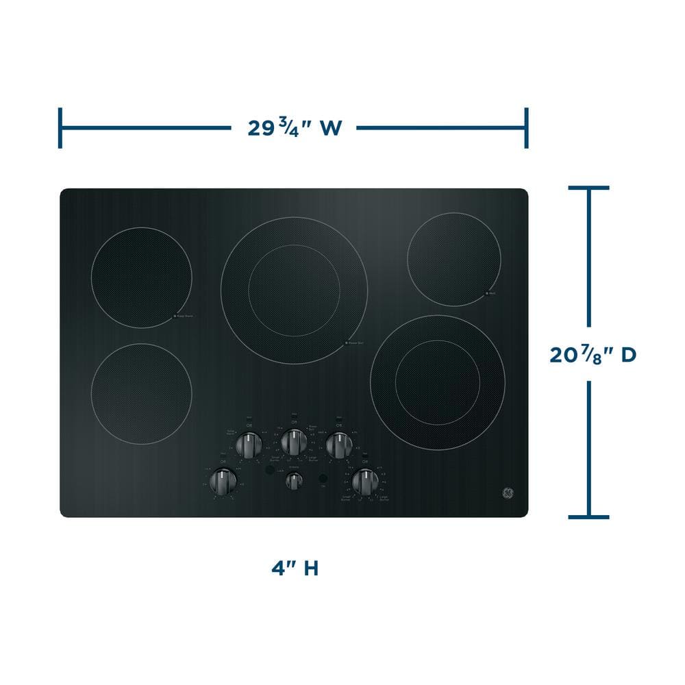 30 In. 5 Burner Elements Radiant Electric Cooktop in Black