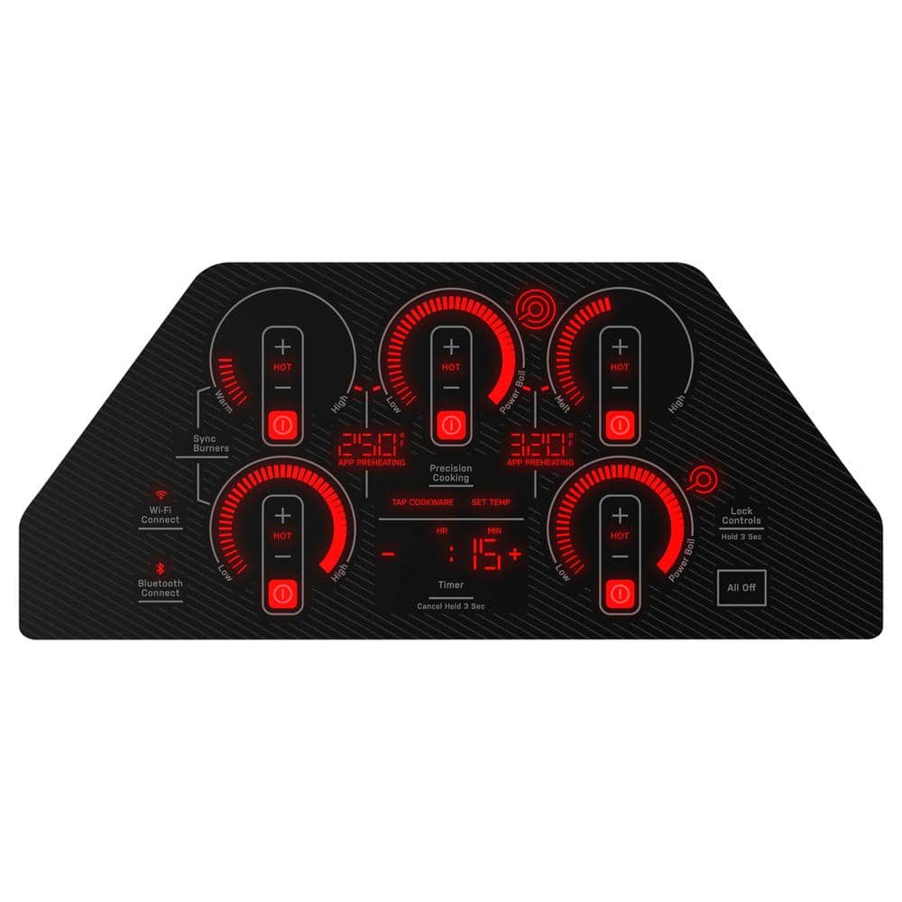 Profile 36 In. 5 Burner Element Smart Radiant Electric Cooktop in Black