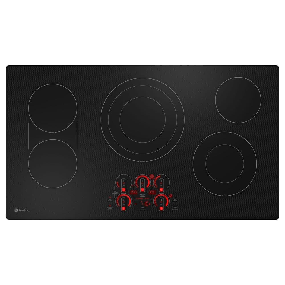 Profile 36 In. 5 Burner Element Smart Radiant Electric Cooktop in Black