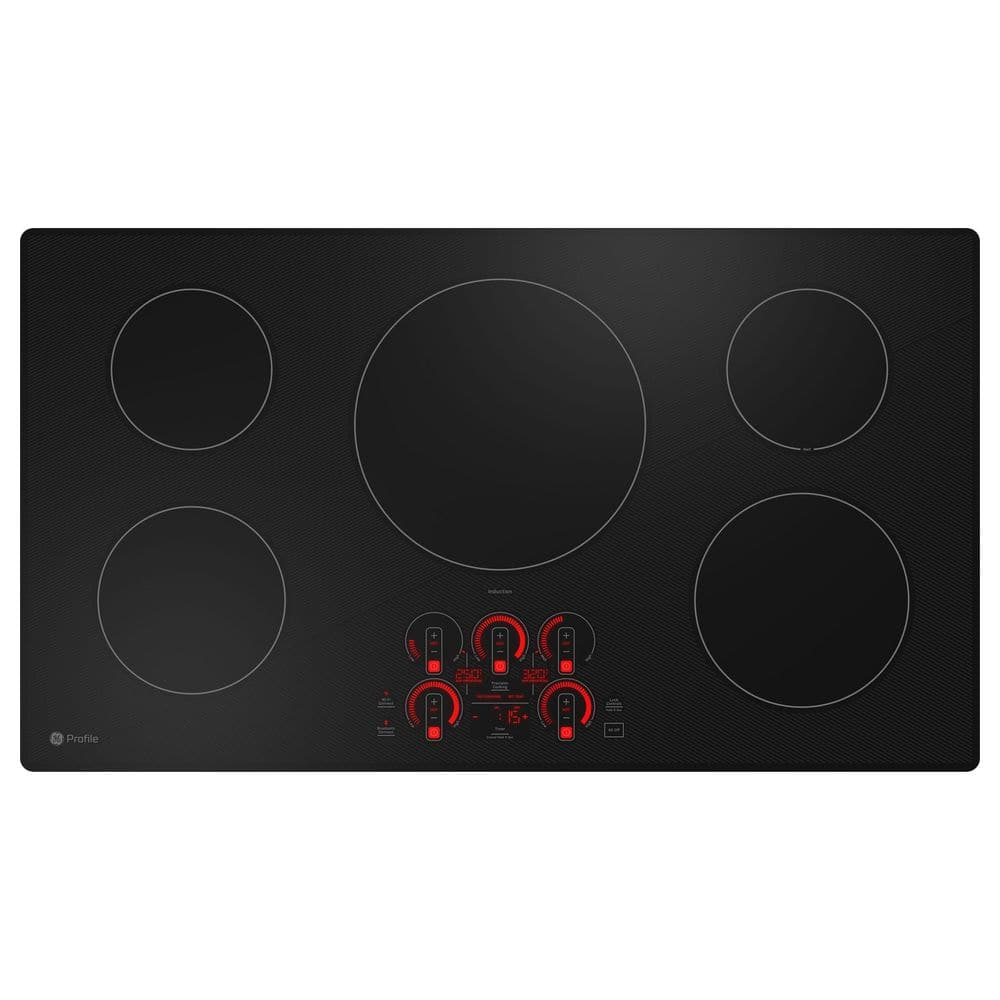 Profile 36 In. 5 Burner Element Smart Smooth Induction Touch Control Cooktop in Black