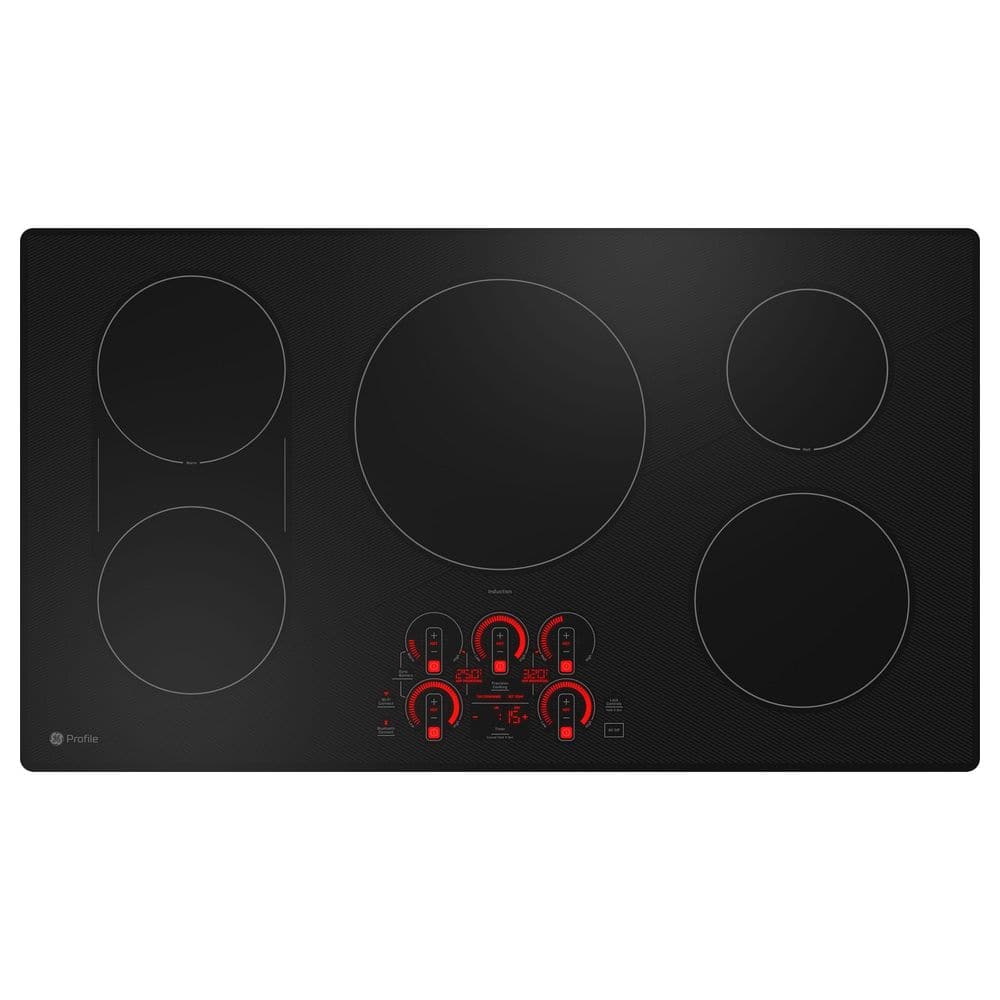 Profile 36 In. 5 Burner Element Smart Smooth Induction Touch Control Cooktop in Black