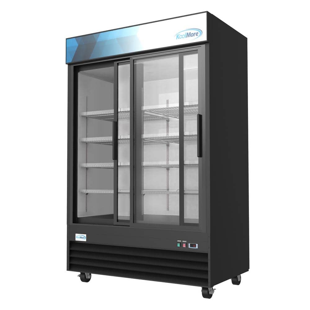 53 In. 45 Cu. Ft. Commercial Refrigerator Merchandiser 2 Glass Door in Black Stainless Steel