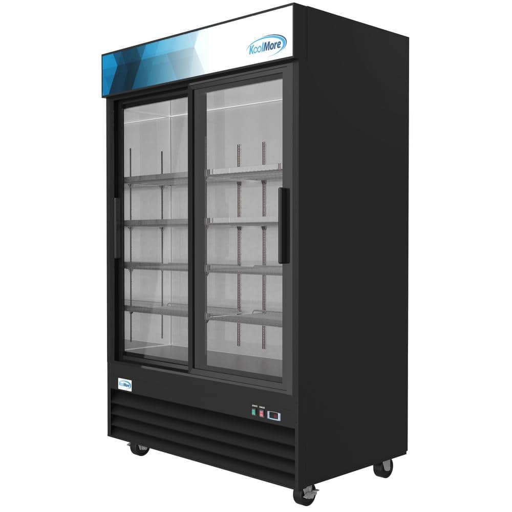 53 In. 45 Cu. Ft. Commercial Refrigerator Merchandiser 2 Glass Door in Black Stainless Steel