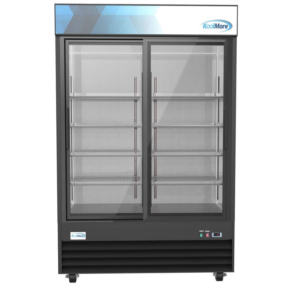 53 In. 45 Cu. Ft. Commercial Refrigerator Merchandiser 2 Glass Door in Black Stainless Steel