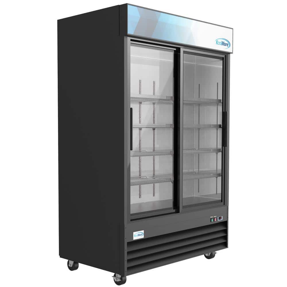 53 In. 45 Cu. Ft. Commercial Refrigerator Merchandiser 2 Glass Door in Black Stainless Steel