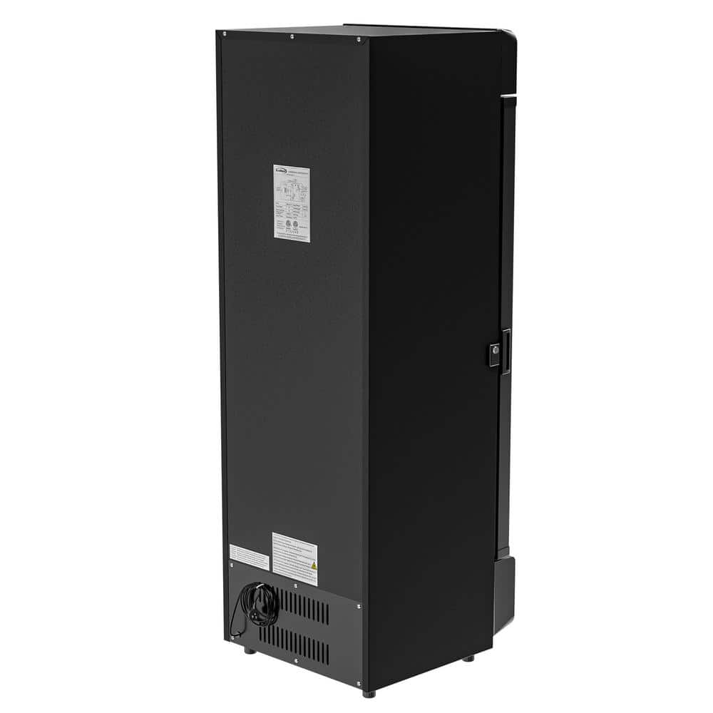 24 In. W 12 Cu. Ft. Commercial Upright Display Glass Door Beverage Refrigerator in Black