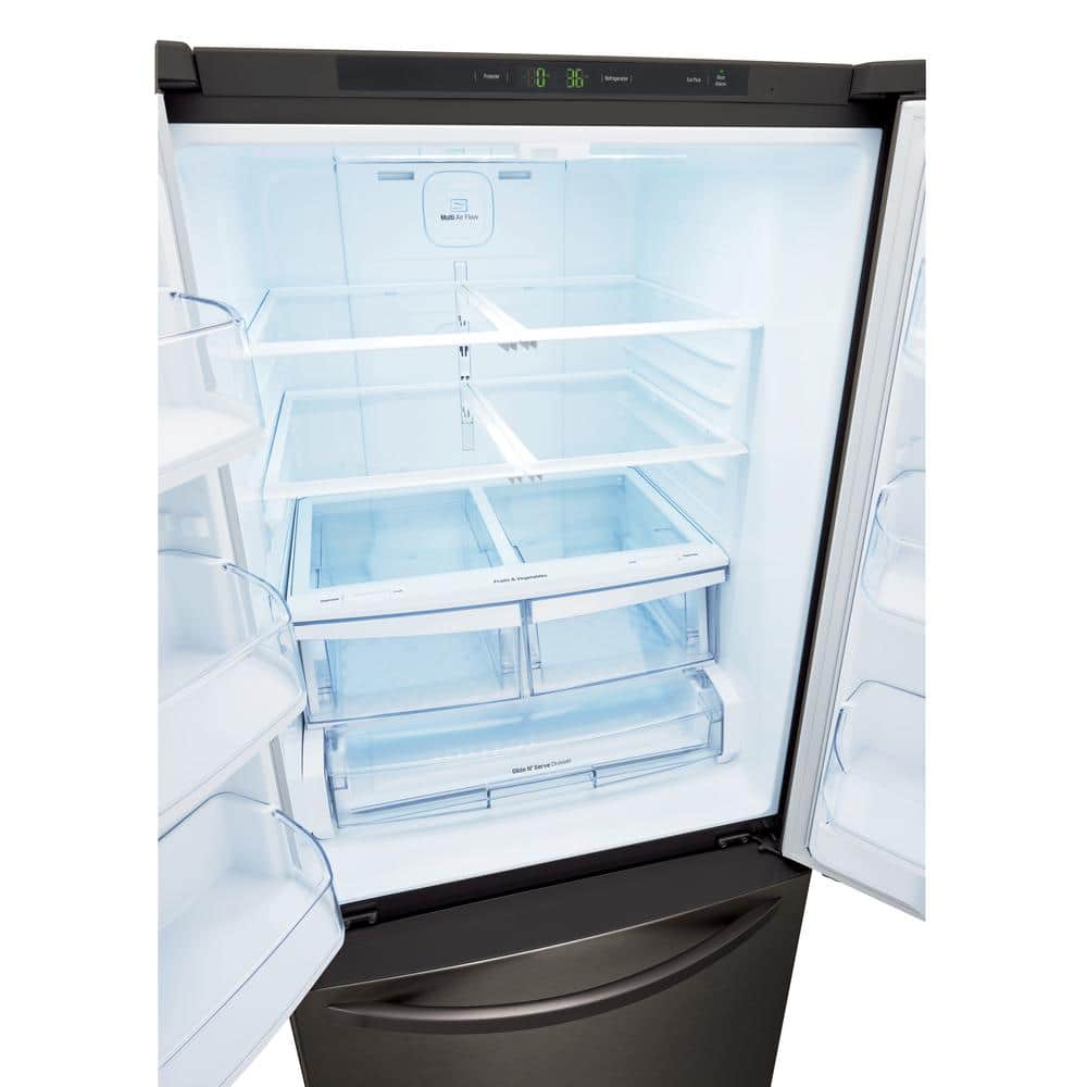 30 In. W 22 Cu. Ft. French Door Refrigerator with Ice Maker in Black Stainless Steel