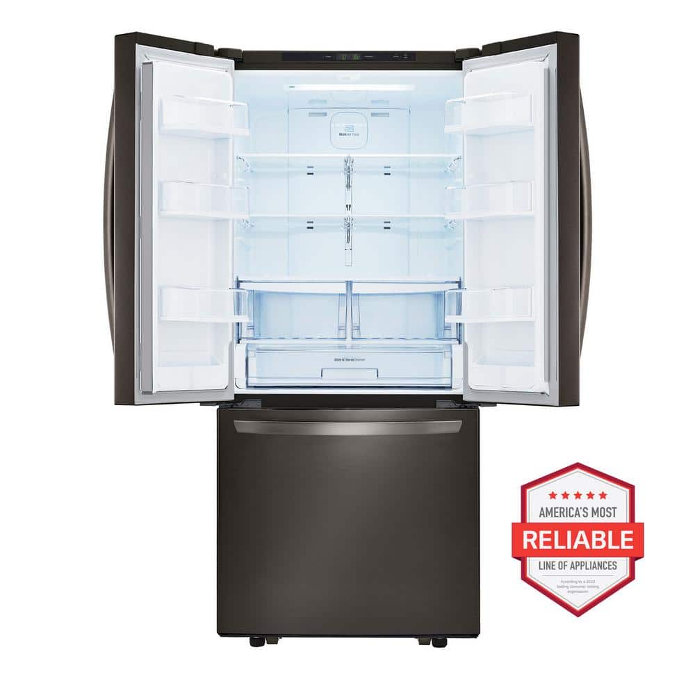 30 In. W 22 Cu. Ft. French Door Refrigerator with Ice Maker in Black Stainless Steel