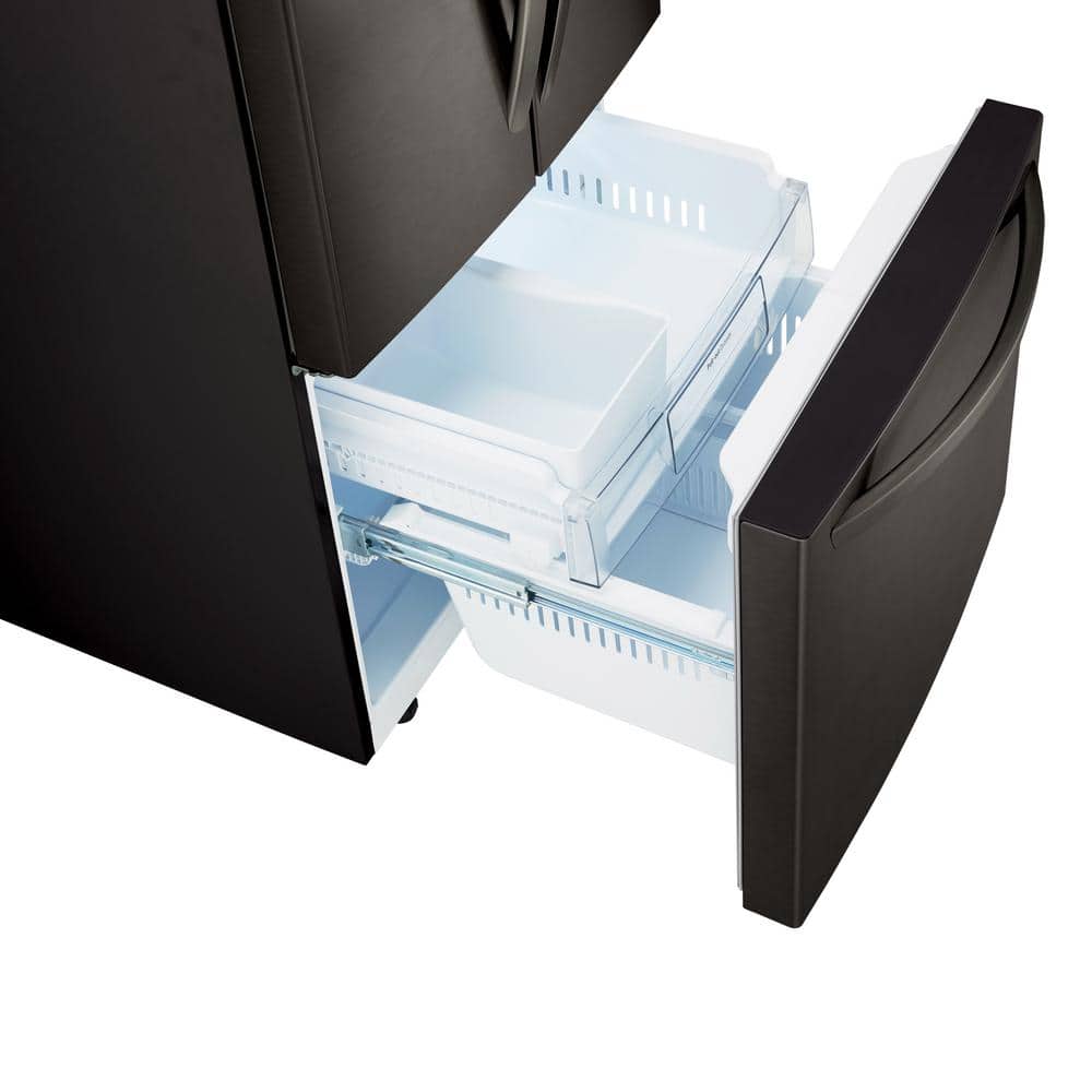 30 In. W 22 Cu. Ft. French Door Refrigerator with Ice Maker in Black Stainless Steel