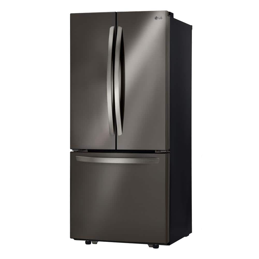 30 In. W 22 Cu. Ft. French Door Refrigerator with Ice Maker in Black Stainless Steel