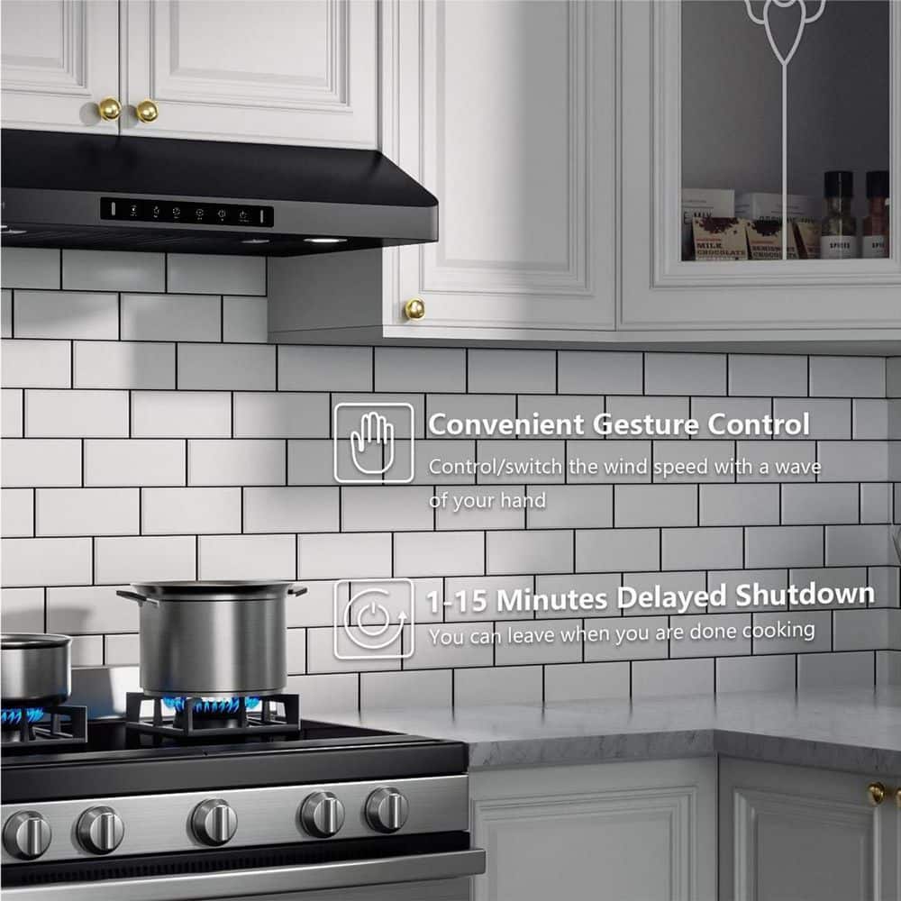 30 In. 900 CFM Ducted under Cabinet Range Hood in Black Stainless Steel with 2 -Way Venting and LED
