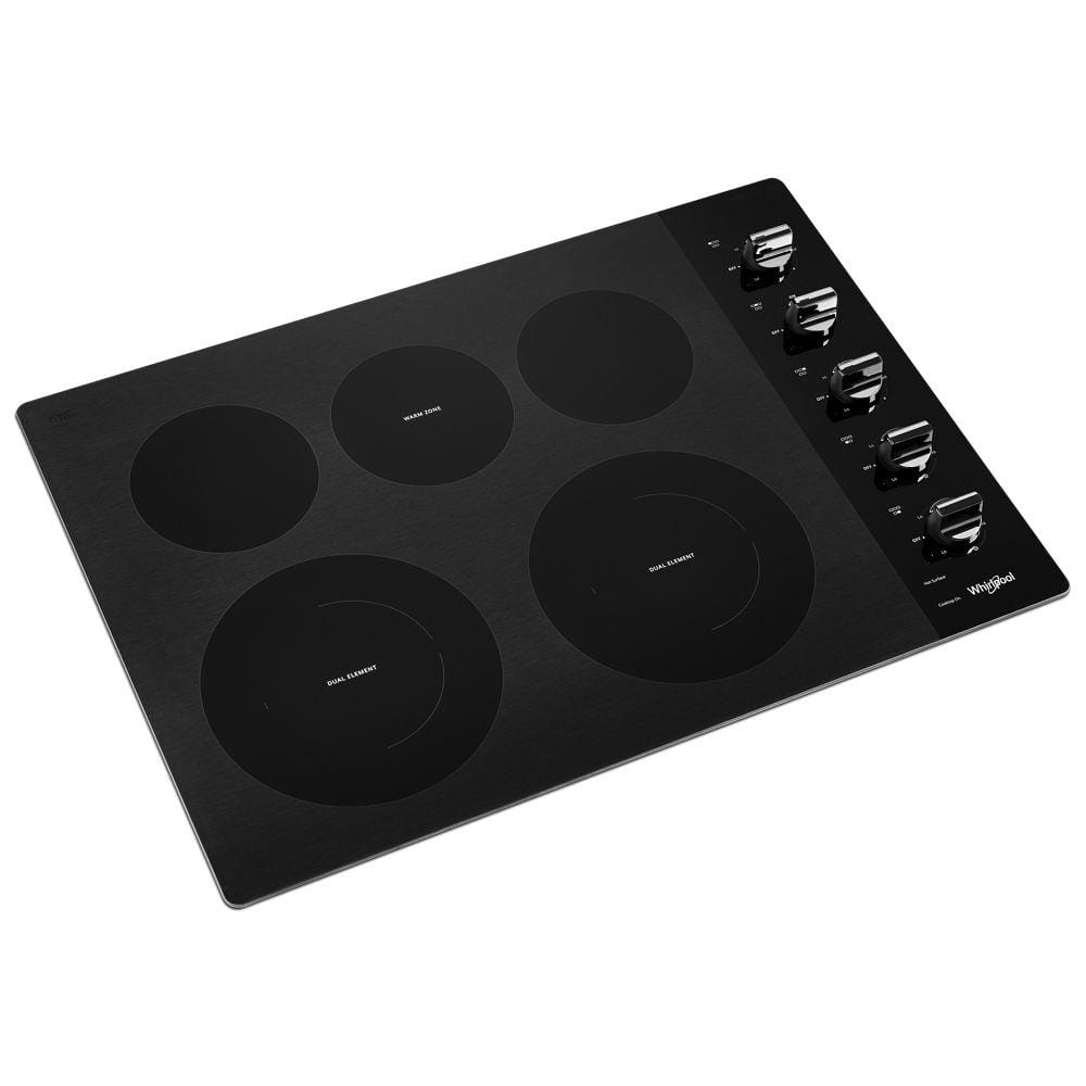 30 In. Radiant Electric Ceramic Glass Cooktop in Black with 5 Burner Elements Including 2 Dual Radiant Elements