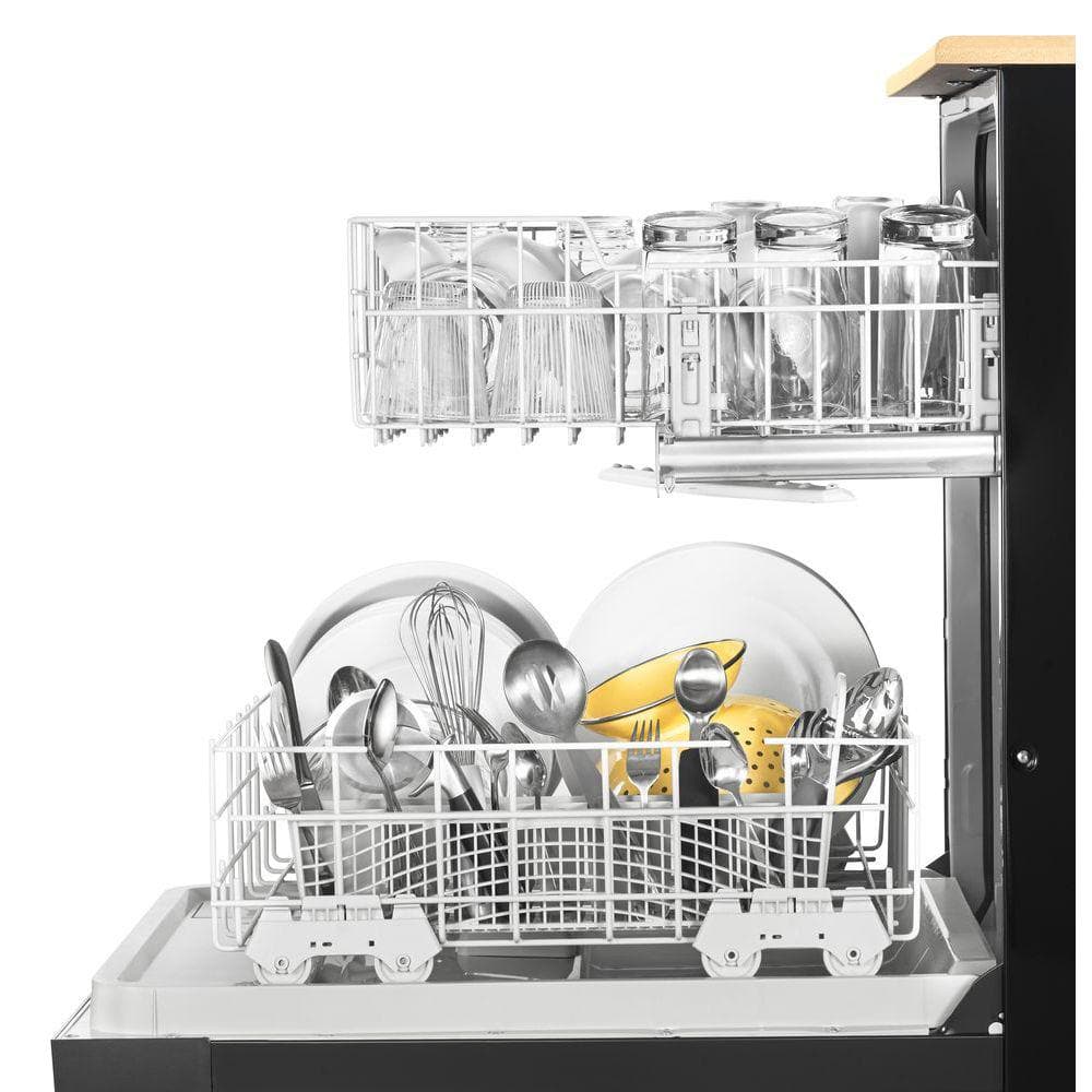 24 In. Black Front Control Heavy-Duty Portable Dishwasher with 1 Hour Wash Cycle and 12-Place Settings, 64 Dba
