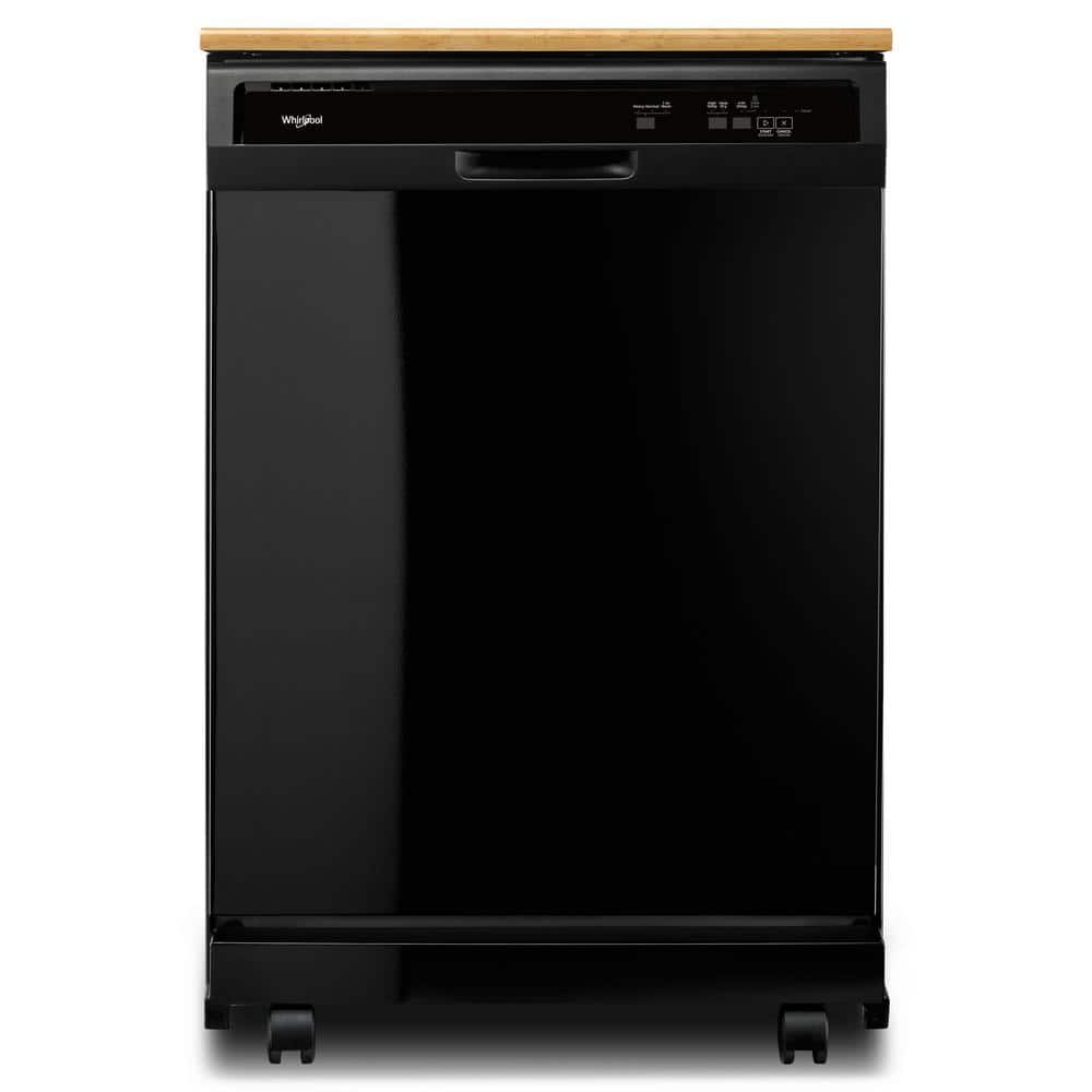 24 In. Black Front Control Heavy-Duty Portable Dishwasher with 1 Hour Wash Cycle and 12-Place Settings, 64 Dba