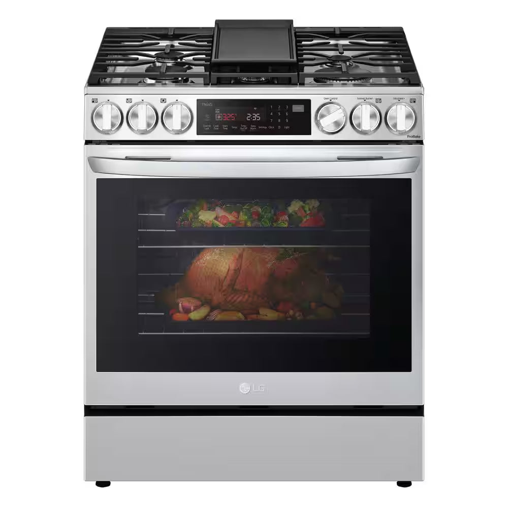 6.3 Cu. Ft. 30 in Smart Probake Slide-In Dual Fuel Range with Gas Stove and Electric Oven in Printproof Stainless Steel