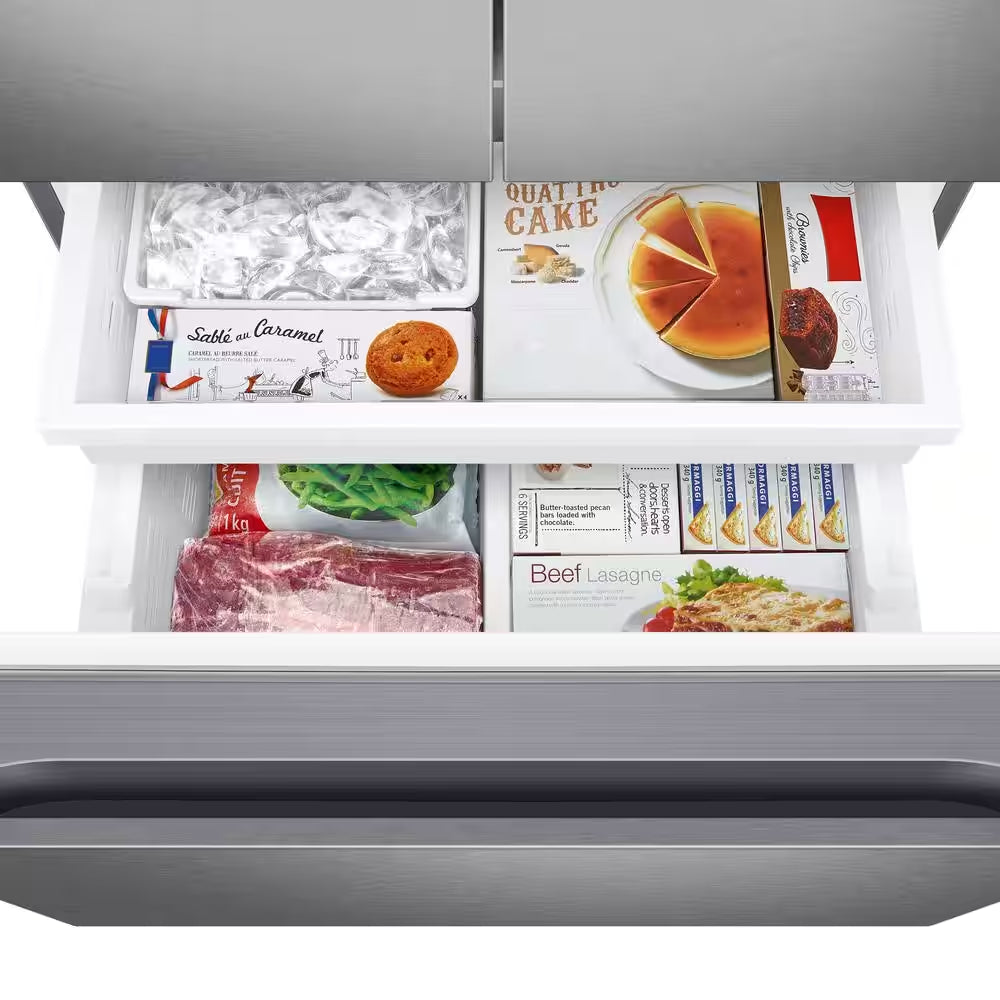 22 Cu. Ft. 3-Door French Door Smart Refrigerator with Water Dispenser in Fingerprint Resistant Stainless Steel