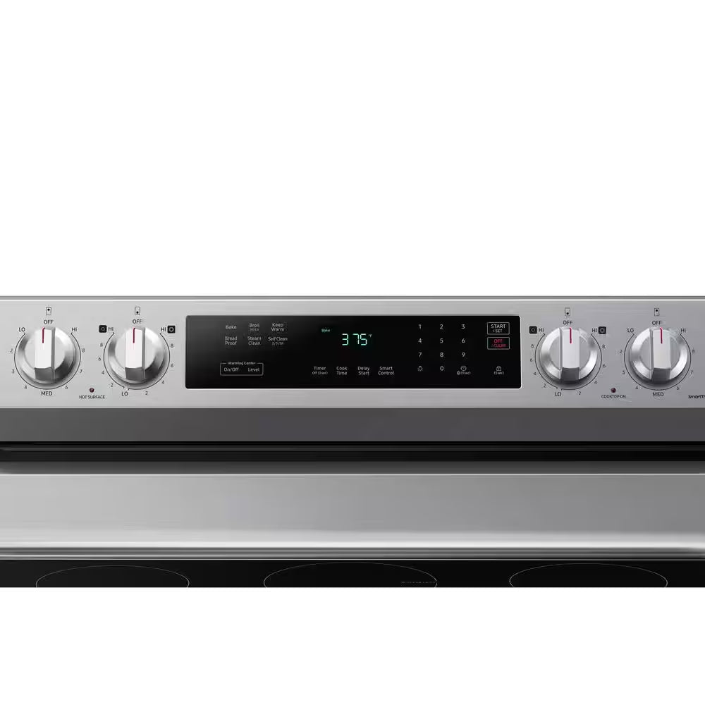 6.3 Cu.Ft. 5 Burner Element Smart Freestanding Electric Range with Rapid Boil and Self Clean in Stainless Steel