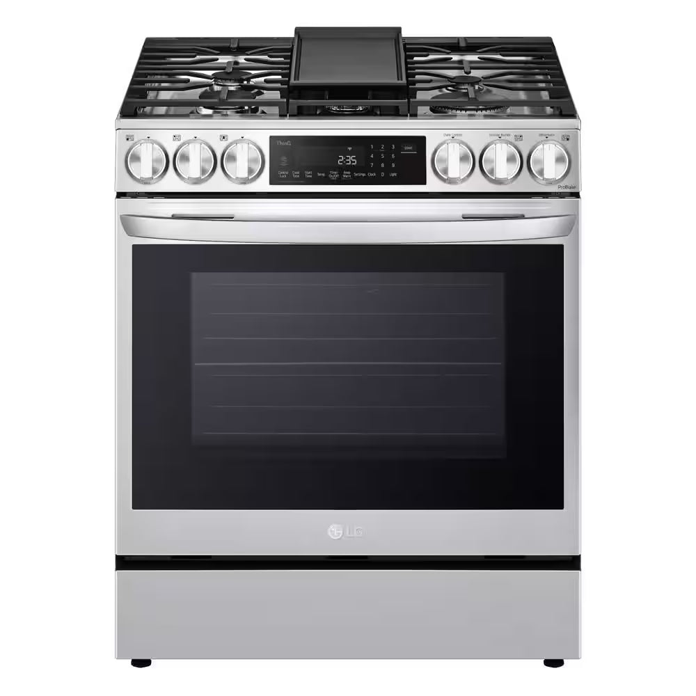6.3 Cu. Ft. 30 in Smart Probake Slide-In Dual Fuel Range with Gas Stove and Electric Oven in Printproof Stainless Steel