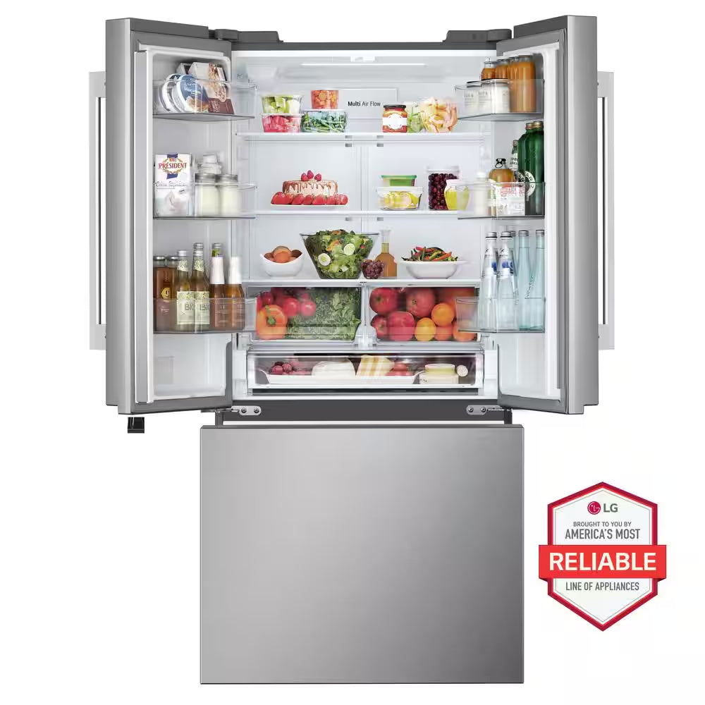 33 In. W 25 Cu. Ft. SMART Standard Depth French Door Refrigerator in Print Proof Stainless Steel