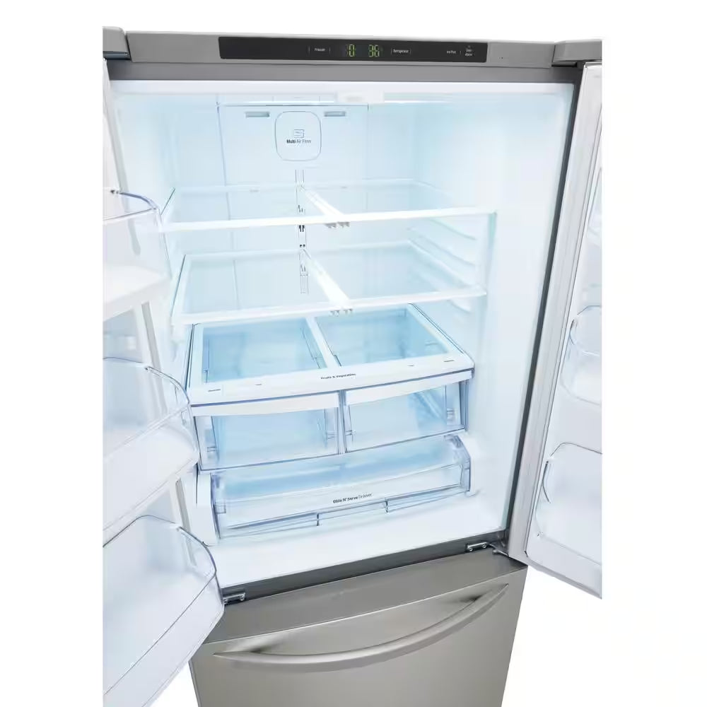 30 In. W 22 Cu. Ft. French Door Refrigerator with Water Dispenser in Stainless Steel