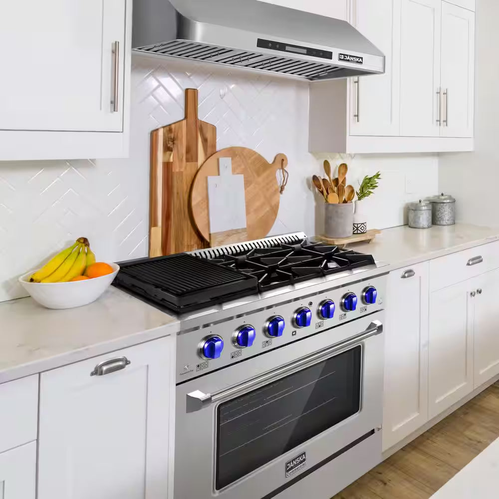 36 In. 5.2 Cu. Ft. Freestanding Dual Fuel Range with 6 Burners, Convection Oven, and Griddle in Stainless Steel