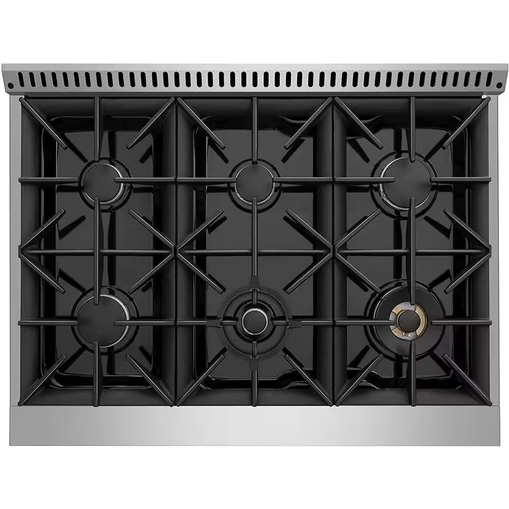 36 In. 5.2 Cu. Ft. Freestanding Dual Fuel Range with 6 Burners, Convection Oven, and Griddle in Stainless Steel