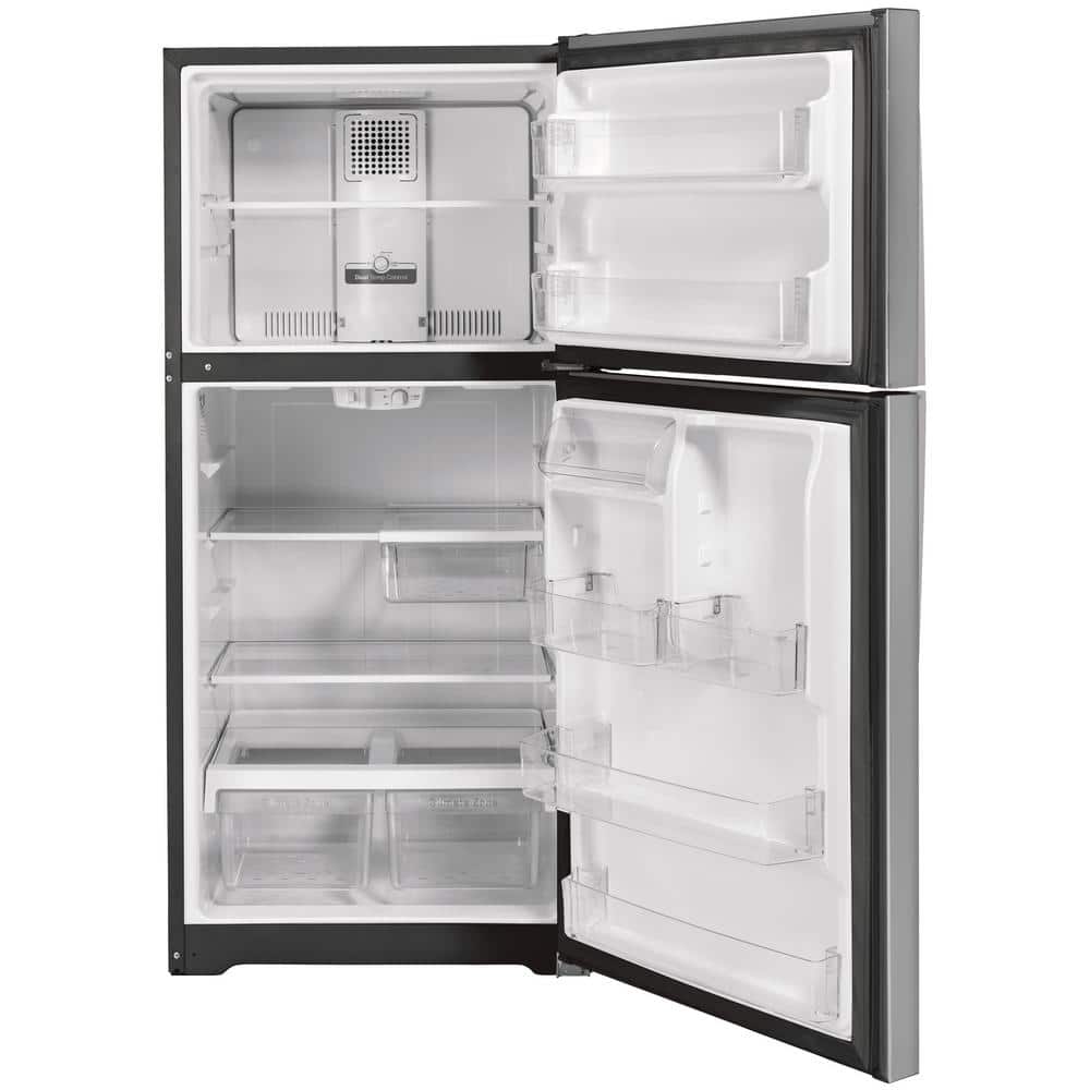 21.9 Cu. Ft. Top Freezer Refrirator in Finrprint Resistant Stainless Steel, Gara Ready