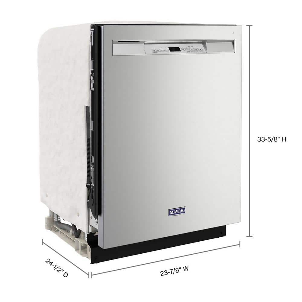 24 In. Fingerprint Resistant Stainless Front Control Built-In Tall Tub Dishwasher with Dual Power Filtration, 50 Dba