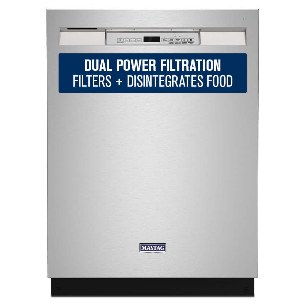 24 In. Fingerprint Resistant Stainless Front Control Built-In Tall Tub Dishwasher with Dual Power Filtration, 50 Dba