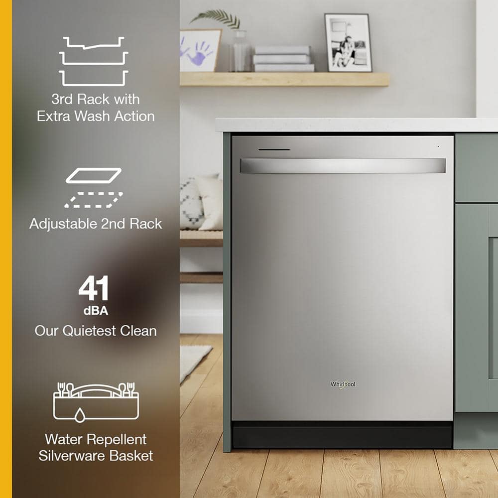 24 In. Built-In Tall Tub Dishwasher in Fingerprint Resistant Stainless Steel with Washing 3Rd Rack, 41 DBA