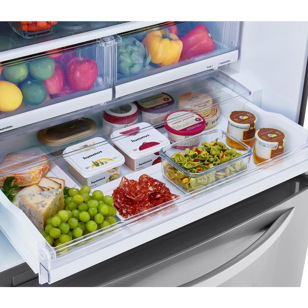 33 In. W 26 Cu. Ft. Bottom Freezer Refrigerator W/ Multi-Air Flow and Smart Cooling in Printproof Stainless Steel