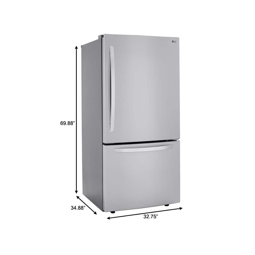 33 In. W 26 Cu. Ft. Bottom Freezer Refrigerator W/ Multi-Air Flow and Smart Cooling in Printproof Stainless Steel