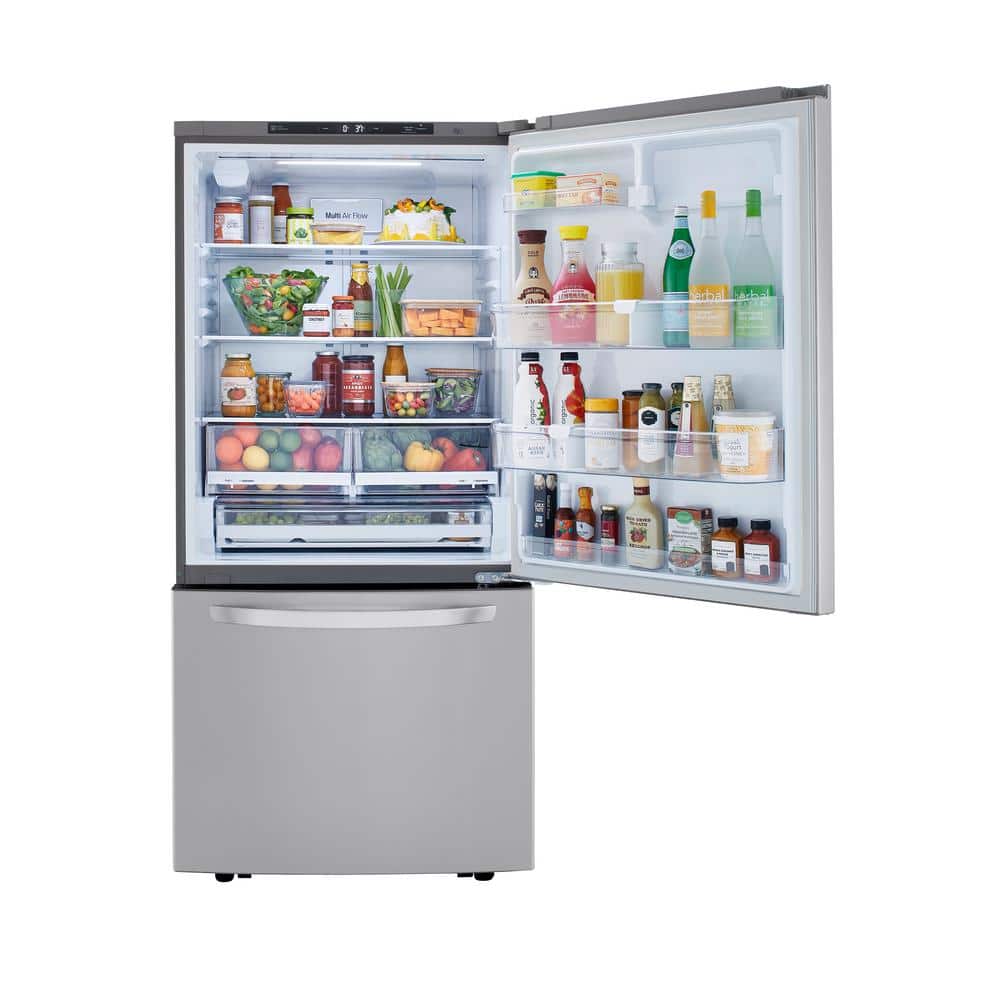 33 In. W 26 Cu. Ft. Bottom Freezer Refrigerator W/ Multi-Air Flow and Smart Cooling in Printproof Stainless Steel