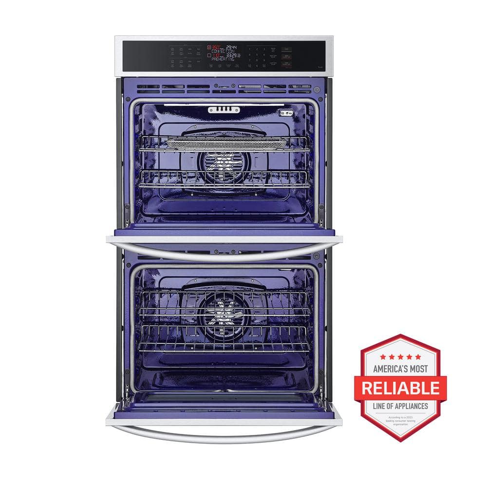 9.4 Cu. Ft. Smart Double Wall Oven with Fan Convection, Air Fry in Printproof in Stainless Steel