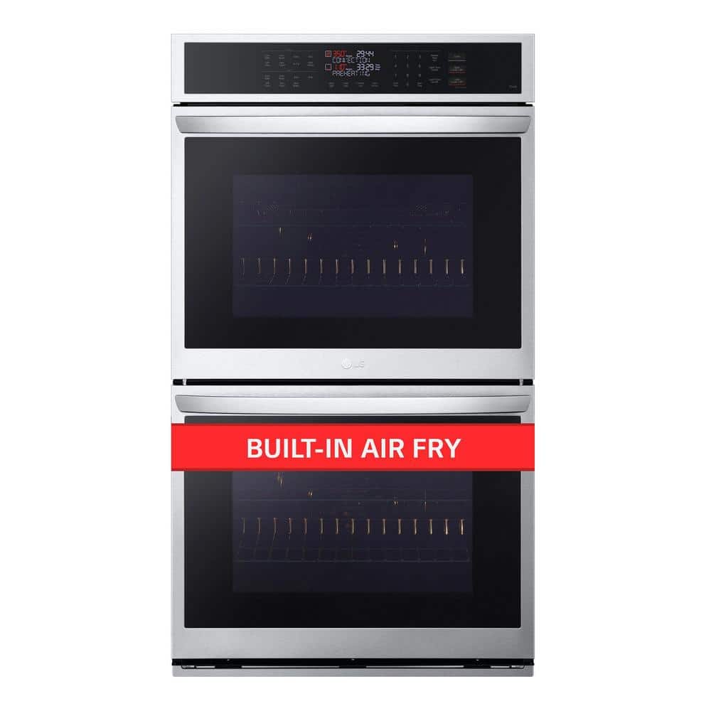9.4 Cu. Ft. Smart Double Wall Oven with Fan Convection, Air Fry in Printproof in Stainless Steel