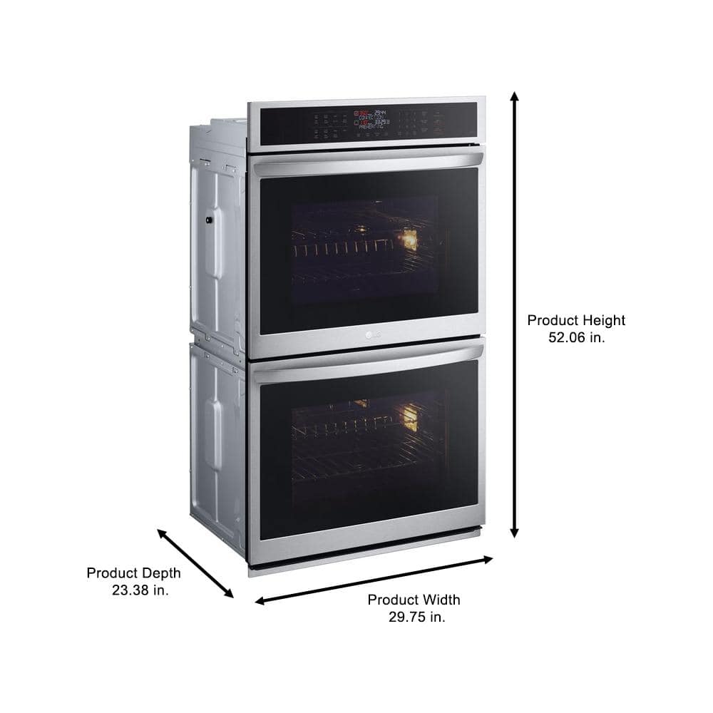 9.4 Cu. Ft. Smart Double Wall Oven with Fan Convection, Air Fry in Printproof in Stainless Steel