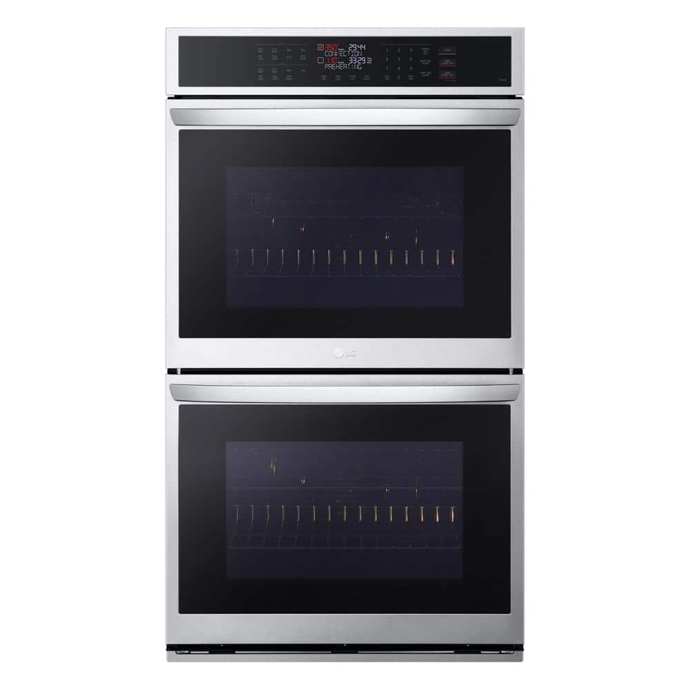 9.4 Cu. Ft. Smart Double Wall Oven with Fan Convection, Air Fry in Printproof in Stainless Steel