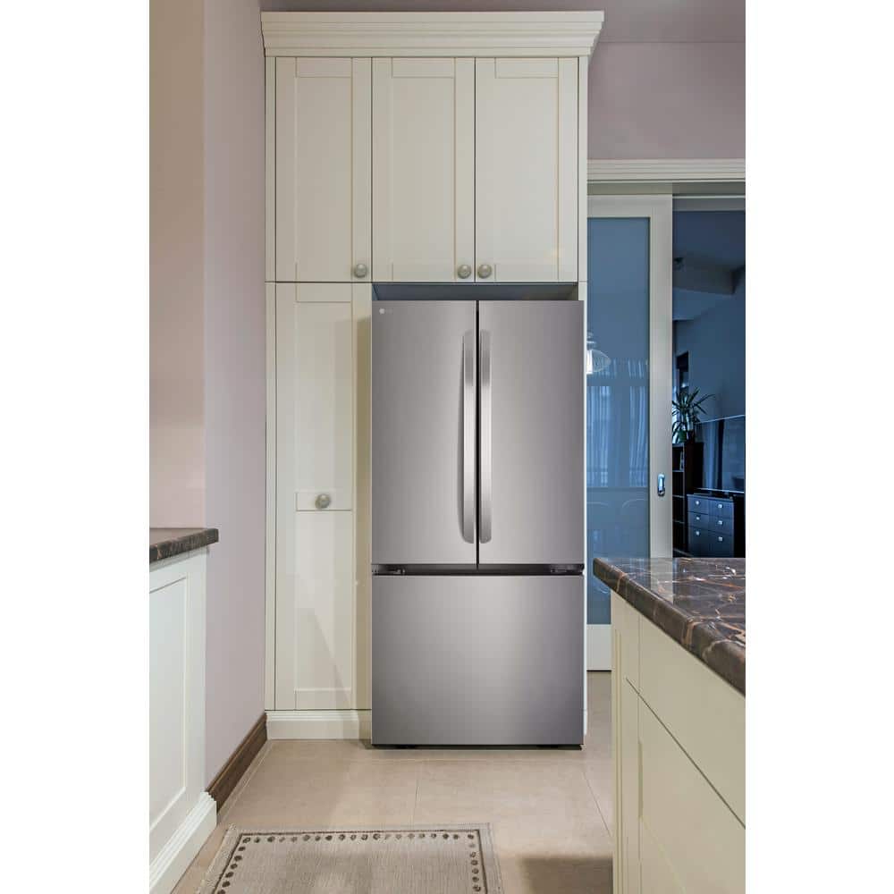 33 In. W. 21 Cu.Ft. SMART Counter Depth MAX French Door Refrigerator with Ice Maker in Printproof Stainless Steel