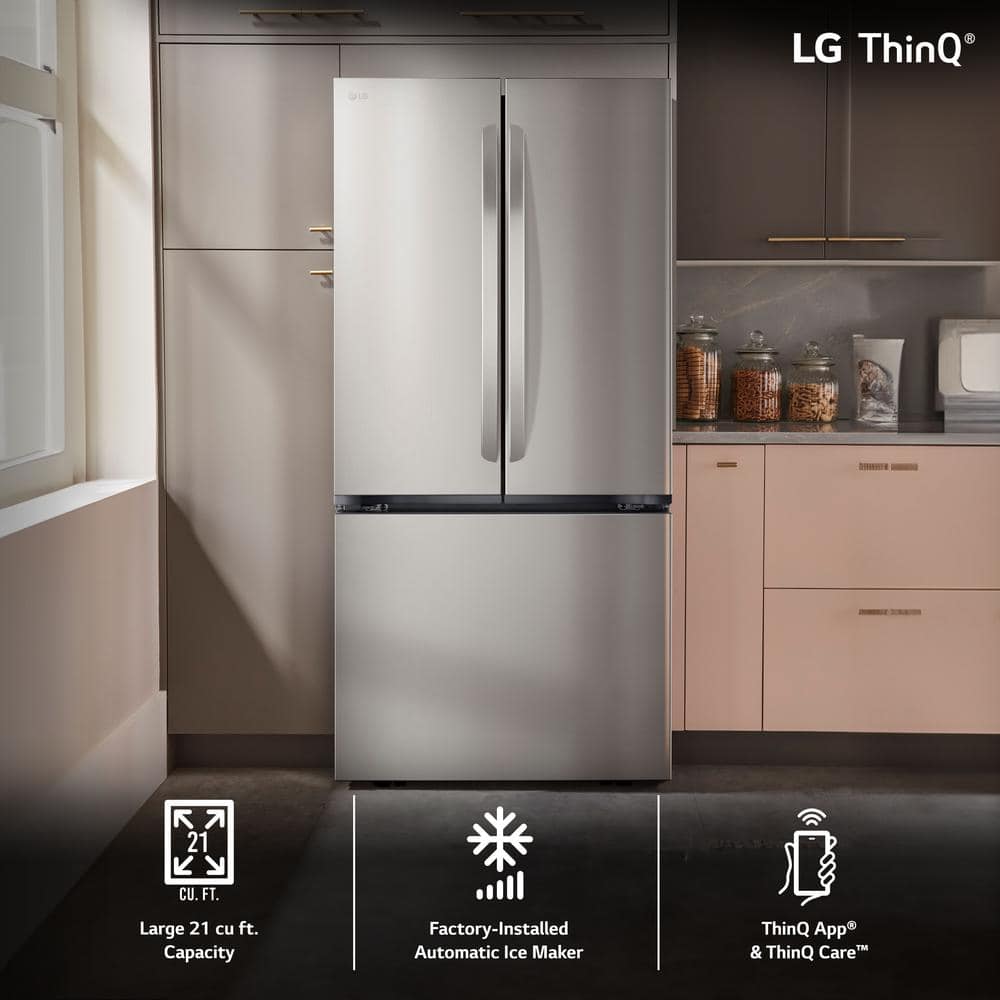 33 In. W. 21 Cu.Ft. SMART Counter Depth MAX French Door Refrigerator with Ice Maker in Printproof Stainless Steel