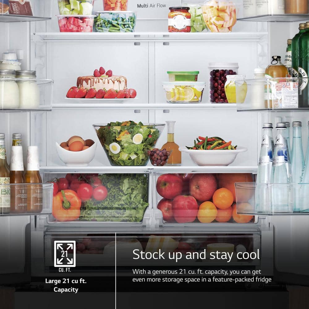 33 In. W. 21 Cu.Ft. SMART Counter Depth MAX French Door Refrigerator with Ice Maker in Printproof Stainless Steel