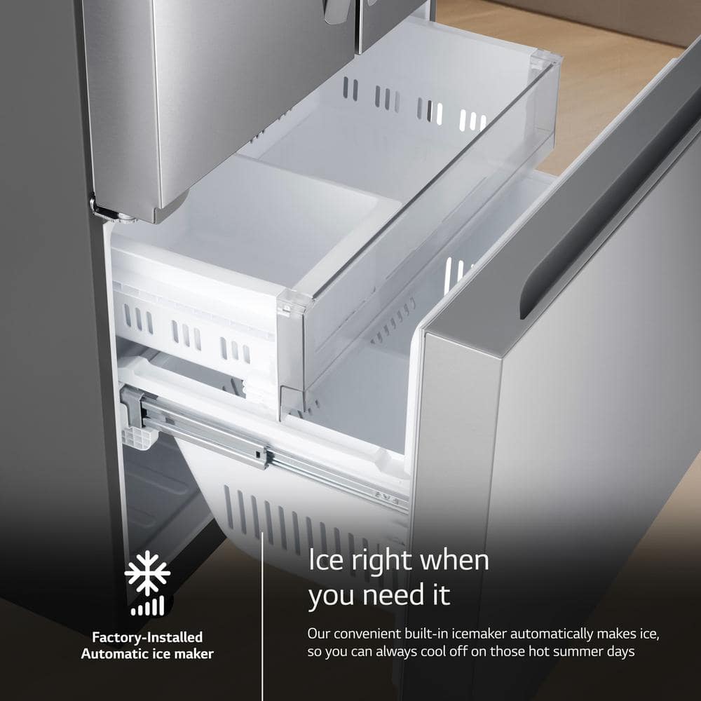 33 In. W. 21 Cu.Ft. SMART Counter Depth MAX French Door Refrigerator with Ice Maker in Printproof Stainless Steel