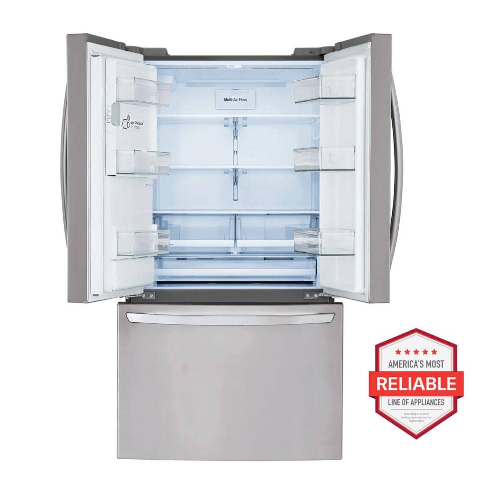 28 Cu. Ft. 3 Door French Door Refrigerator with Ice and Water Dispenser and Craft Ice in Printproof Stainless Steel