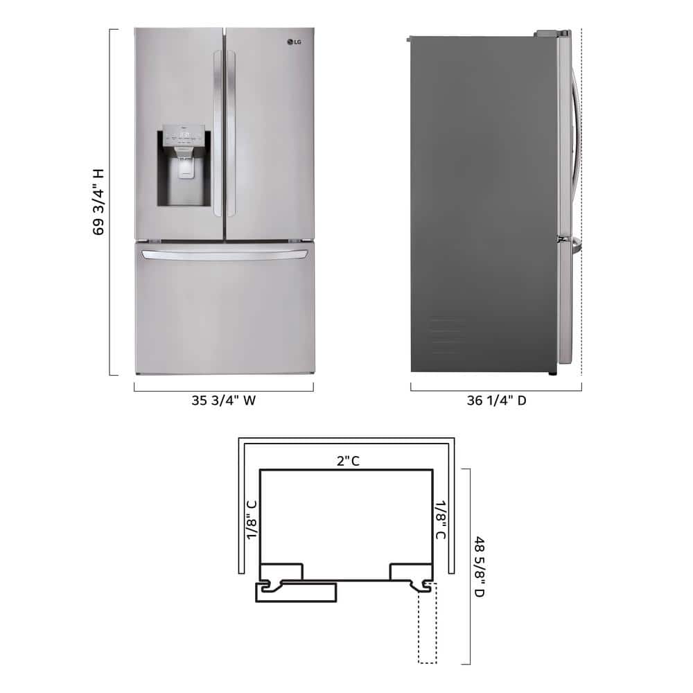 28 Cu. Ft. 3 Door French Door Refrigerator with Ice and Water Dispenser and Craft Ice in Printproof Stainless Steel