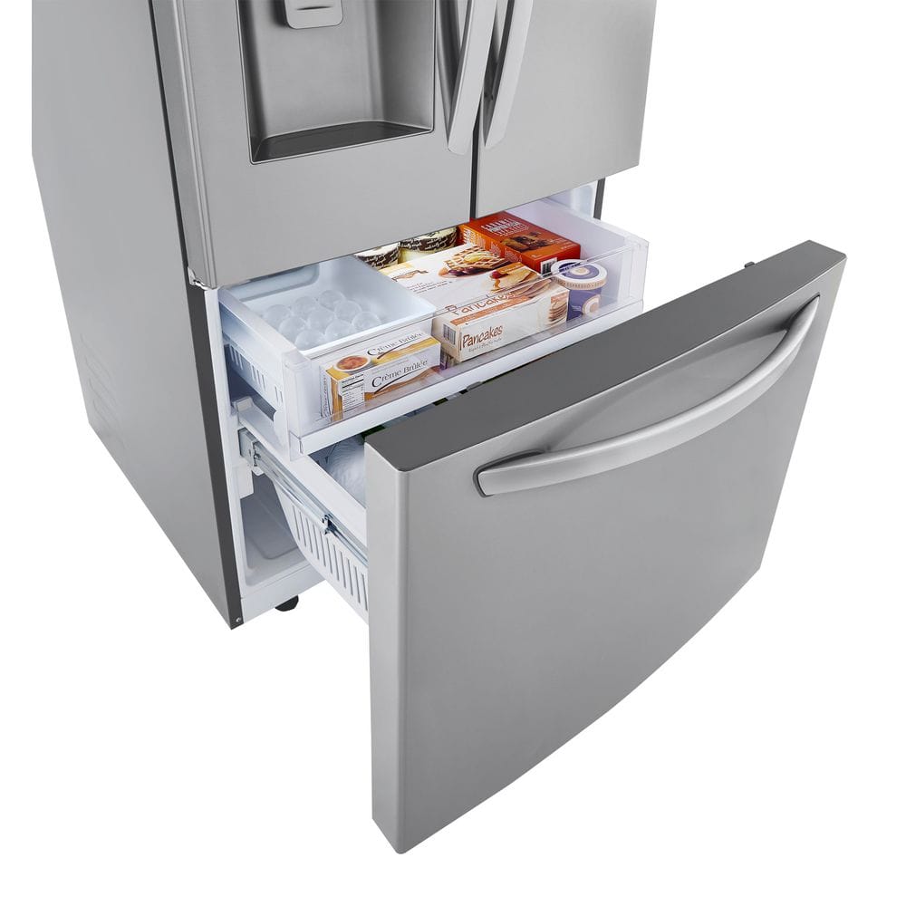 28 Cu. Ft. 3 Door French Door Refrigerator with Ice and Water Dispenser and Craft Ice in Printproof Stainless Steel